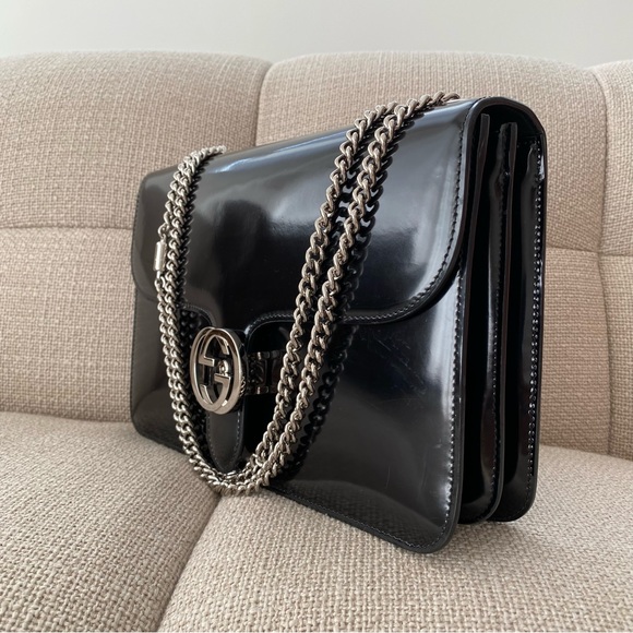 GUCCI GG Interlocking shoulder in black leather Medium size - Picture 13 of 15